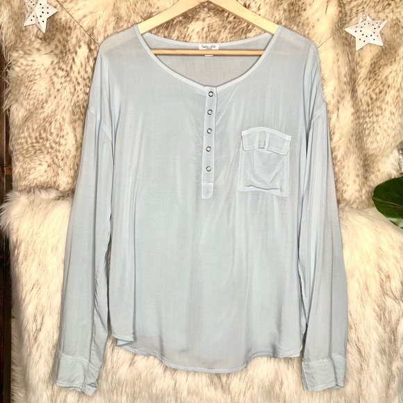 Splendid Rayon Voile Henley Shirt - Picture 1 of 5